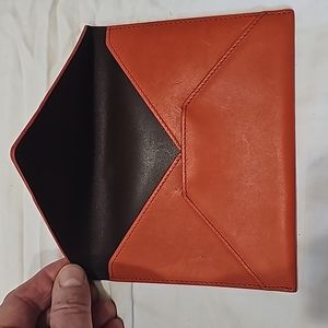 Rare Leather Coach Envelope card case Burnt Orange w/Brown int EUC